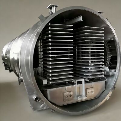 कक्ष का आकार 12700 2600 3300 मिमी औद्योगिक फ्रीज ड्रायर जिसमें  या Leybold रेफ्रिजरेशन यूनिट और वैक्यूम स्तर 13Pa से कम है जो फ्रीज ड्राईंग सुनिश्चित करता है