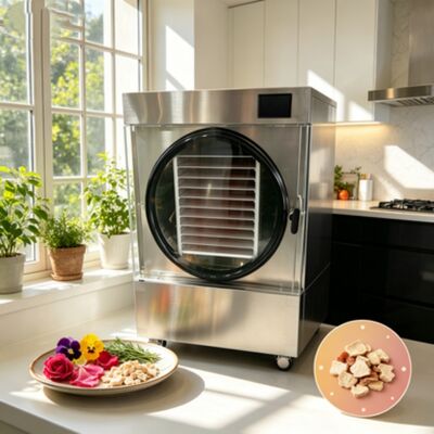 दो-चरण बाओसी वैक्यूम पंप नमूना संरक्षण और सुखाने के लिए अनुकूलित 20 से 25 किलोग्राम क्षमता प्रदान करने वाला छोटा फ्रीज ड्रायर