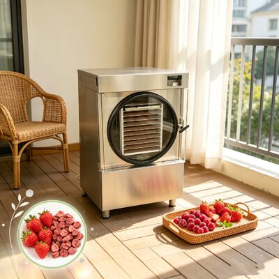 मध्यम घरेलू फ्रीज-ड्रायर जिसमें तापमान सीमा माइनस 50 डिग्री सेल्सियस से प्लस 90 डिग्री सेल्सियस तक होती है, जो नमी हटाने के लिए डिज़ाइन किया गया है